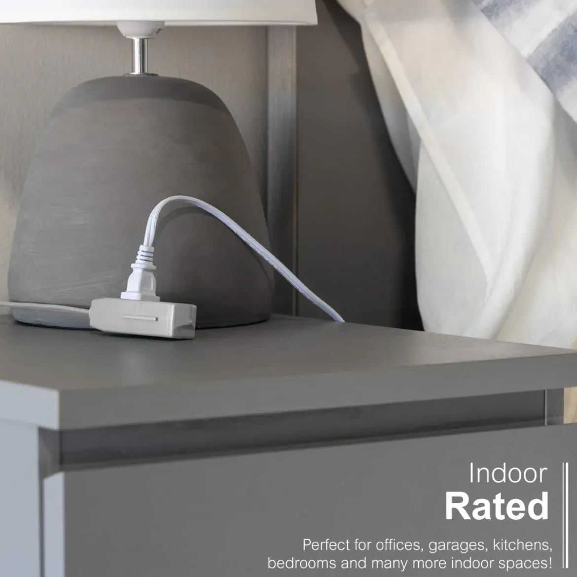 GE 3-Outlet 3ft. Extension Cord with Right-Angle Plug, Gray