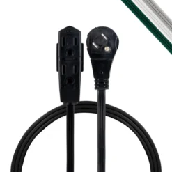 GE 3-Outlet 3ft. Extension Cord with Right-Angle Plug, Black