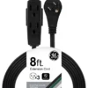GE 3-Outlet 8ft. Extension Cord with Right-Angle Plug, Black