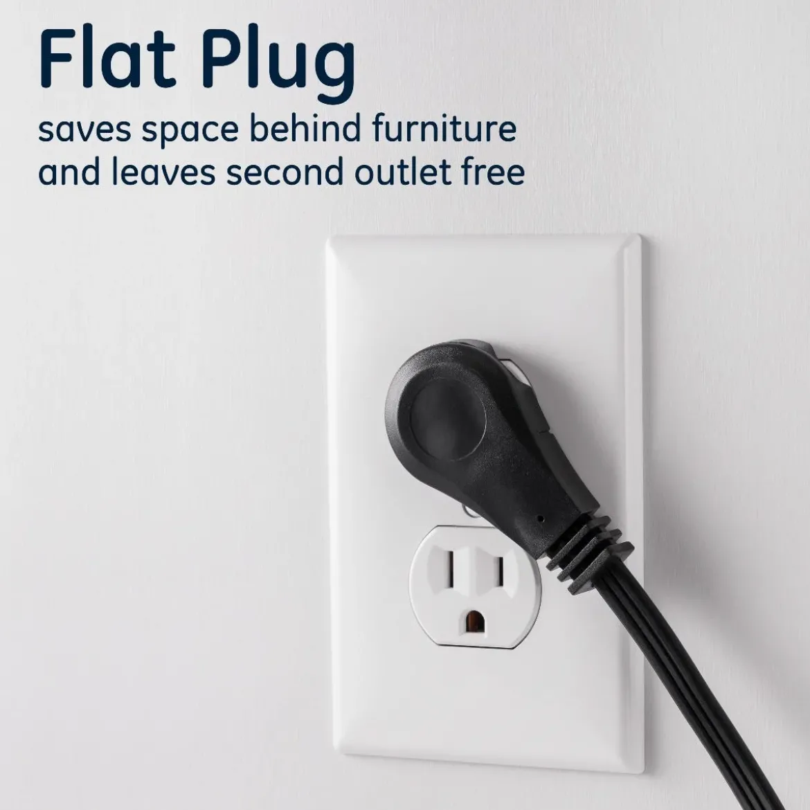 GE 3-Outlet 8ft. Extension Cord with Right-Angle Plug, Black