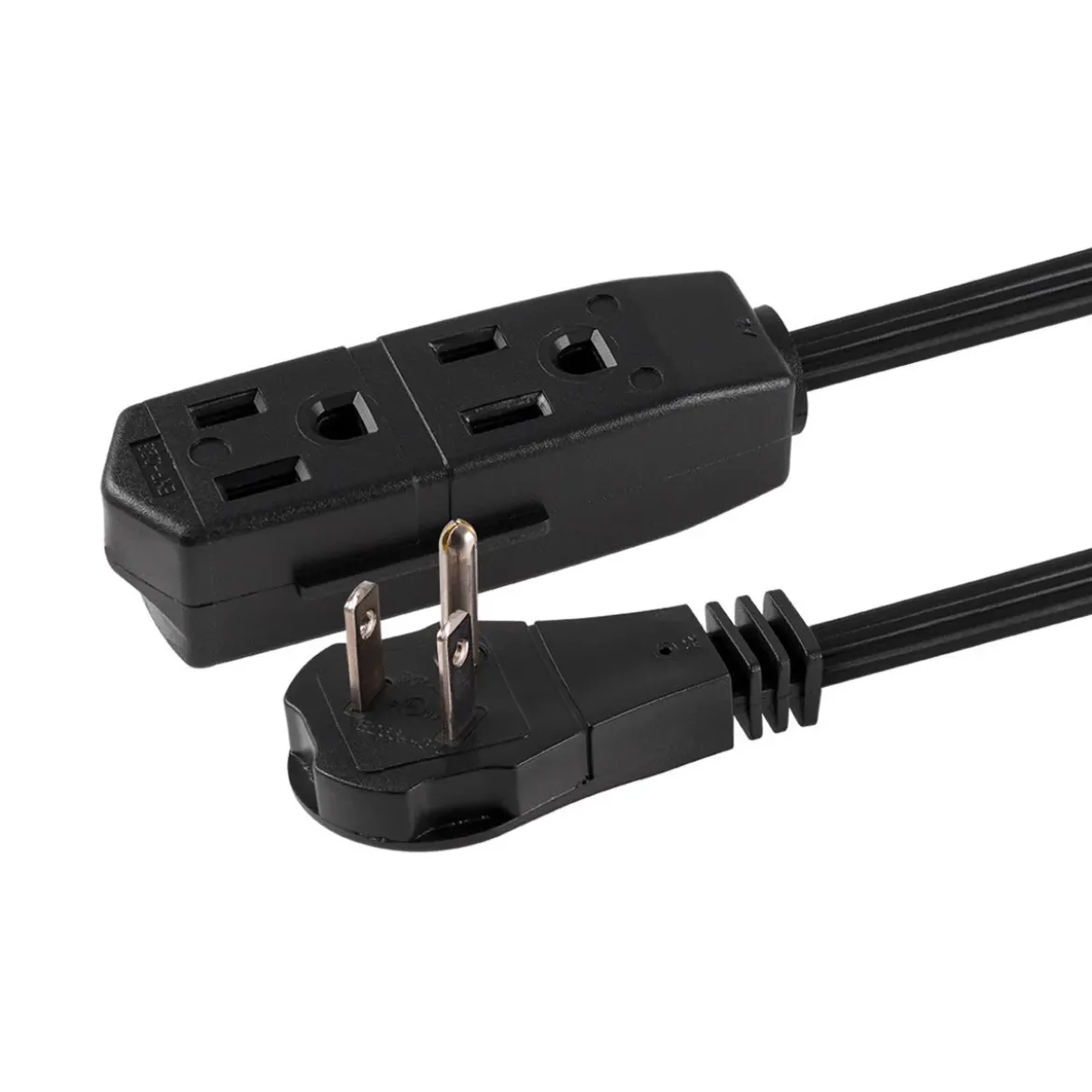 GE 3-Outlet 8ft. Extension Cord with Right-Angle Plug, Black