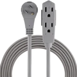 GE 3-Outlet 8ft. Extension Cord with Right-Angle Plug, Gray