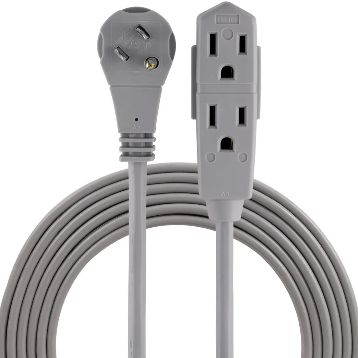 GE 3-Outlet 8ft. Extension Cord with Right-Angle Plug, Gray