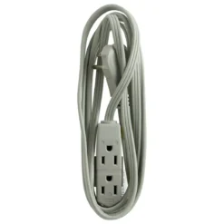 GE 3-Outlet 8ft. Extension Cord with Right-Angle Plug, Gray