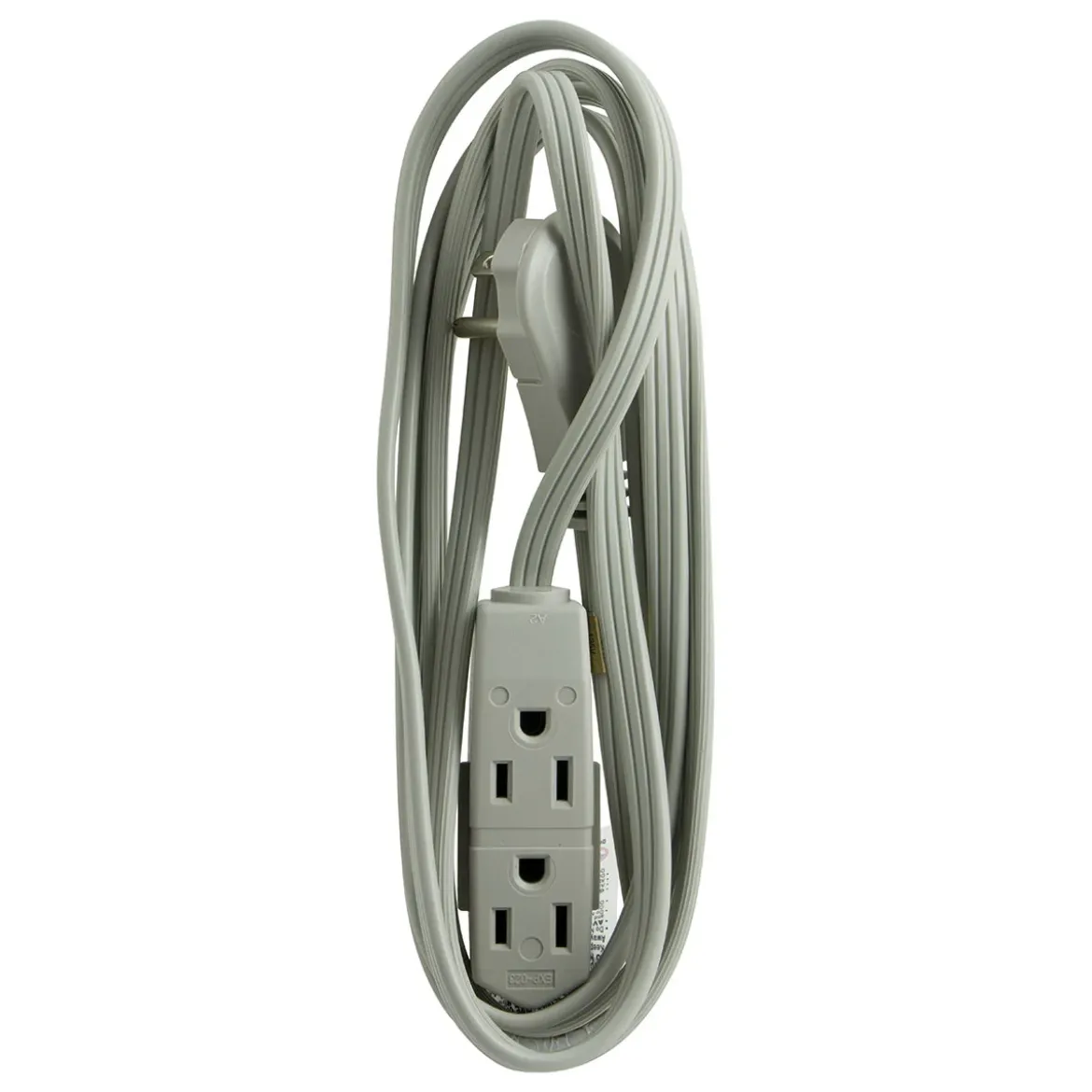 GE 3-Outlet 8ft. Extension Cord with Right-Angle Plug, Gray