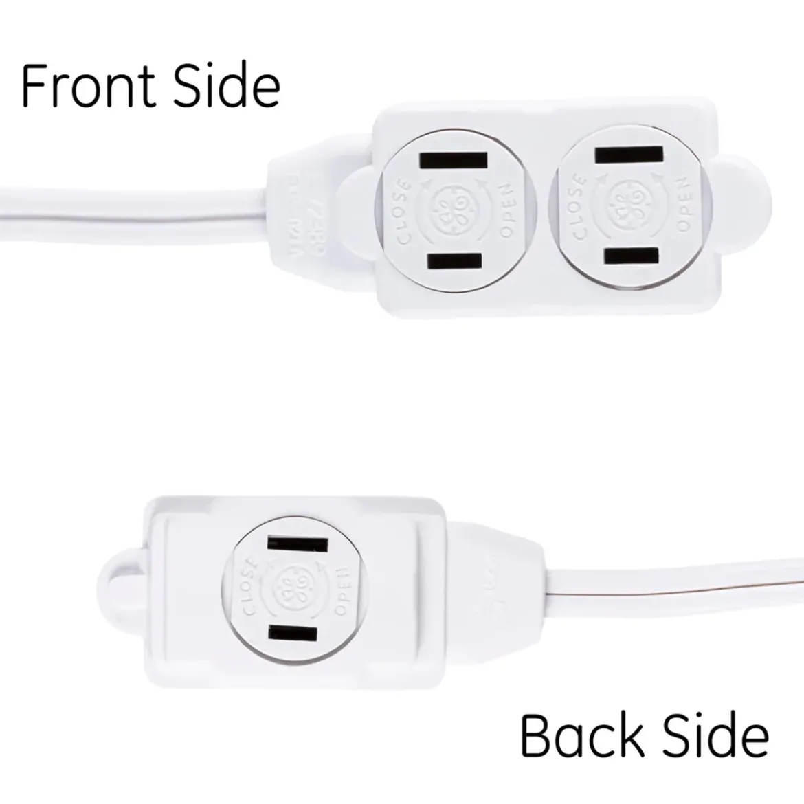 GE 3-Outlet 9ft. Extension Cord with Twist-to-Close Outlets, White