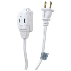 GE 3-Outlet 9ft. Extension Cord with Twist-to-Close Outlets, White