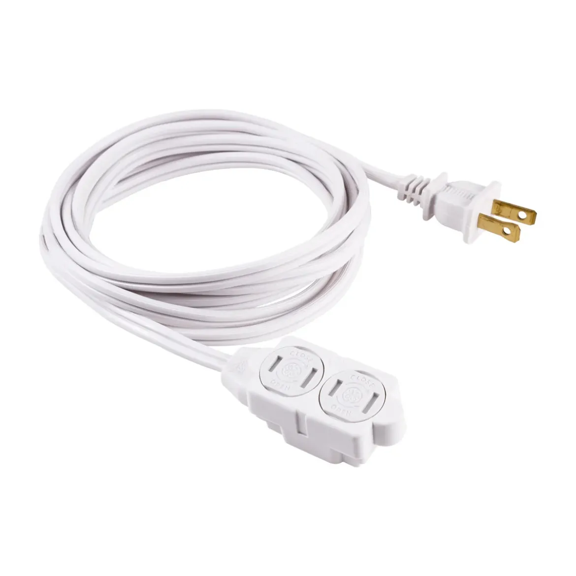 GE 3-Outlet 6ft. Extension Cord with Twist-to-Close Safety Outlets, White