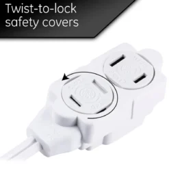 GE 3-Outlet 6ft. Extension Cord with Twist-to-Close Safety Outlets, White