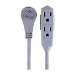 GE 3-Outlet 25ft. Extension Cord with Right-Angle Plug, Gray