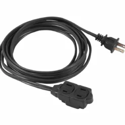 GE 3-Outlet 15ft. Extension Cord with Twist-to-Close Outlets, Black