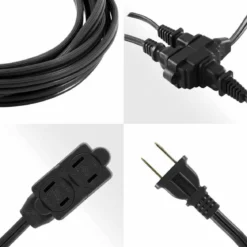GE 3-Outlet 15ft. Extension Cord with Twist-to-Close Outlets, Black