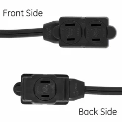 GE 3-Outlet 15ft. Extension Cord with Twist-to-Close Outlets, Black