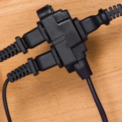GE 3-Outlet 15ft. Extension Cord with Twist-to-Close Outlets, Black