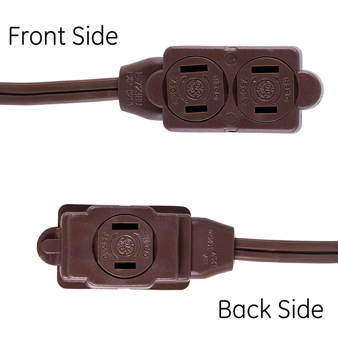 GE 3-Outlet 15ft. Extension Cord with Twist-to-Close Outlets, Brown