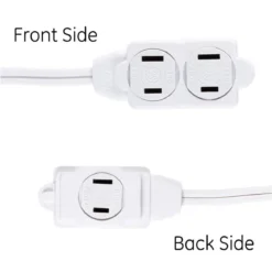 GE 3-Outlet 15ft. Extension Cord with Twist-to-Close Outlets, White