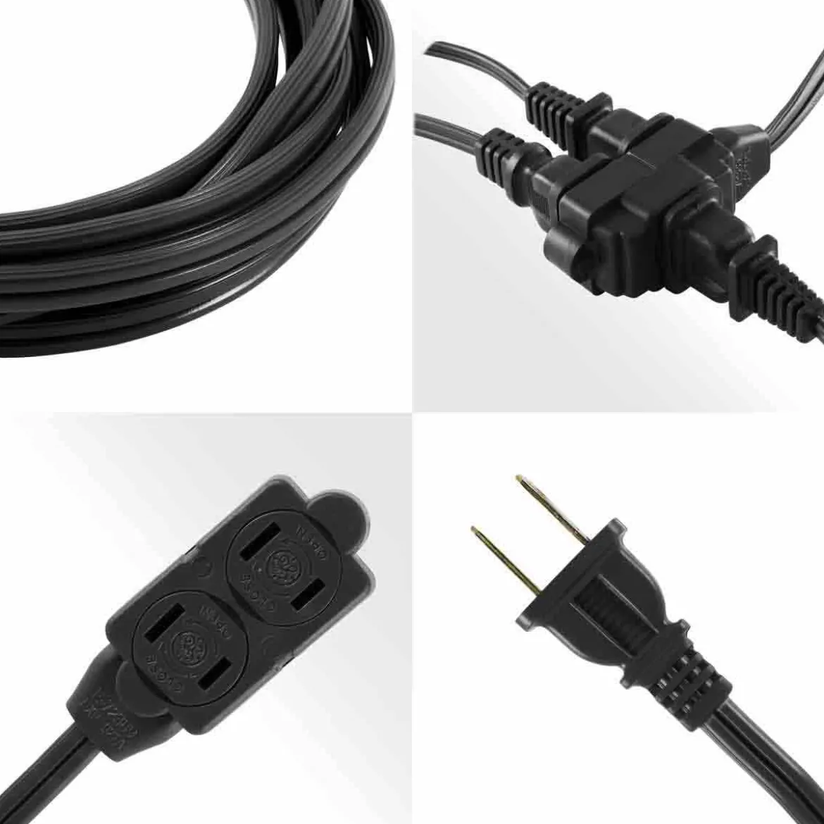 GE 3-Outlet 12ft. Extension Cord with twist-to-Close Outlets, Black