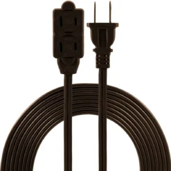 GE 3-Outlet 12ft. Extension Cord with Twist-to-Close Outlets, Brown