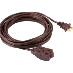 GE 3-Outlet 12ft. Extension Cord with Twist-to-Close Outlets, Brown