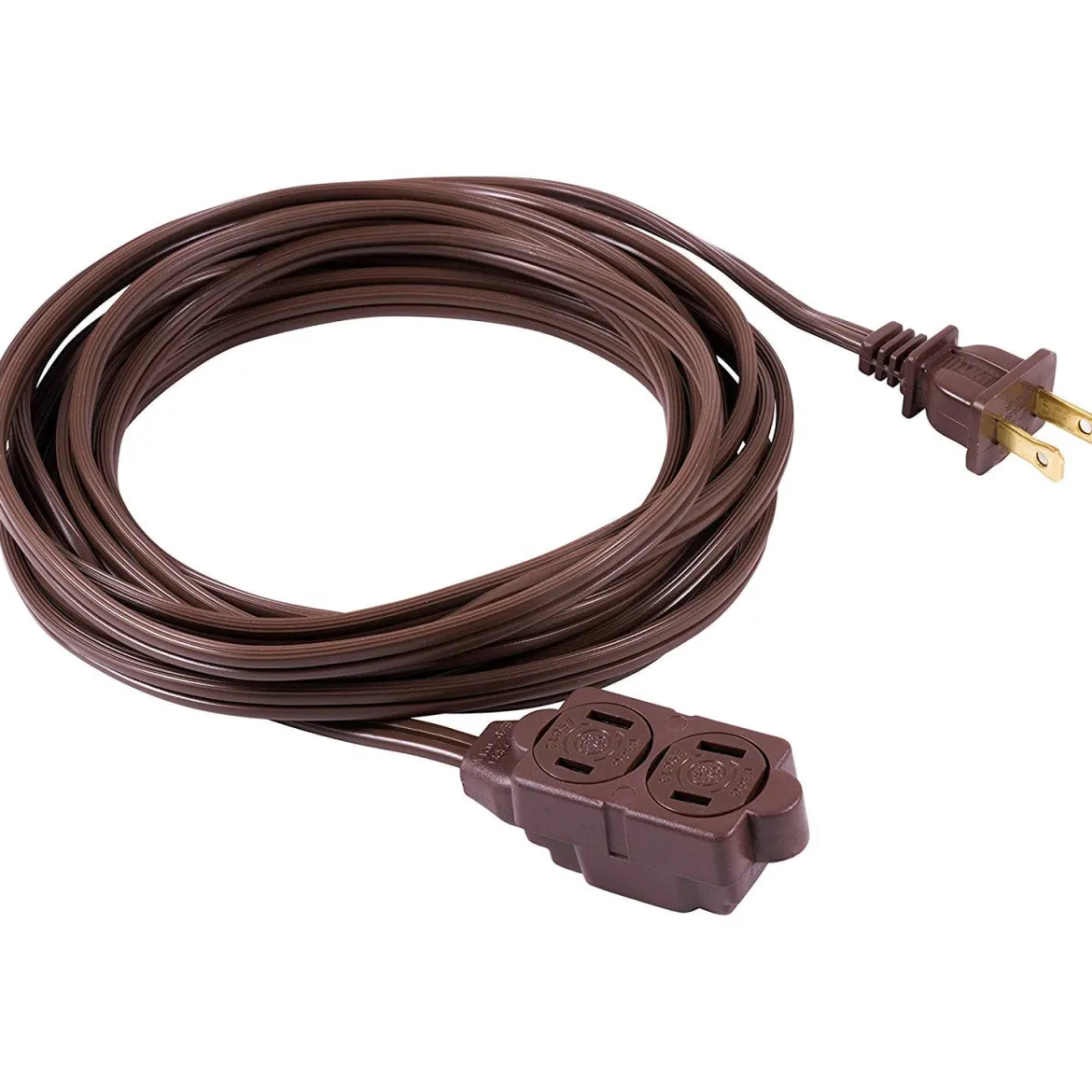 GE 3-Outlet 12ft. Extension Cord with Twist-to-Close Outlets, Brown