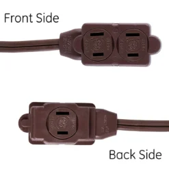 GE 3-Outlet 12ft. Extension Cord with Twist-to-Close Outlets, Brown