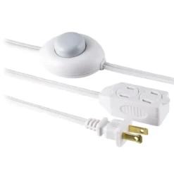 GE 3-Outlet 12ft. Extension Cord with On/Off Switch, White
