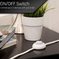 GE 3-Outlet 12ft. Extension Cord with On/Off Switch, White