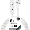 GE 3-Outlet 8ft. Indoor Extension Cord with Right-Angle Plug, White