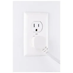 GE 3-Outlet 1ft. Mini Braided Extension Cord with Flat Plug, White/Gray