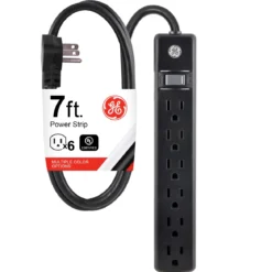 GE 6-Outlet 7ft. Power Strip, Black