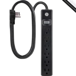 GE 6-Outlet 7ft. Power Strip, Black