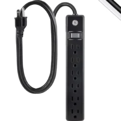 GE 6-Outlet 6ft. Power Strip, Black