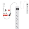 GE 6-Outlet 2ft. Power Strip, 2 Pack, White