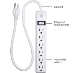 GE 6-Outlet 2ft. Power Strip, White