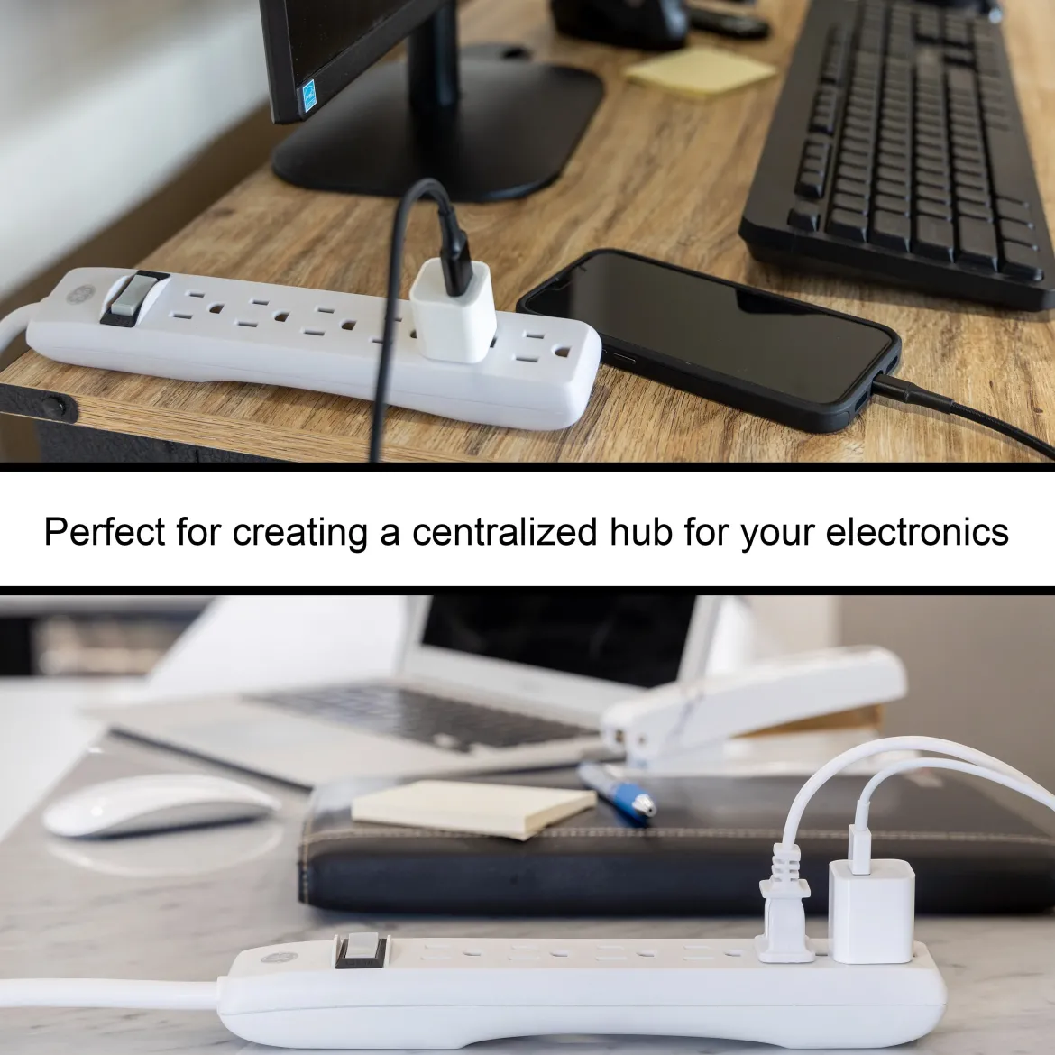 GE 6-Outlet 12ft. Power Strip, White