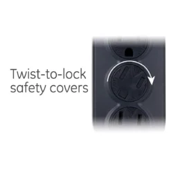 GE 6-Outlet 3ft. Power Strip with Twist-to-Close Safety Covers, Black