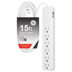 GE 6-Outlet 15ft. Surge Protector, White