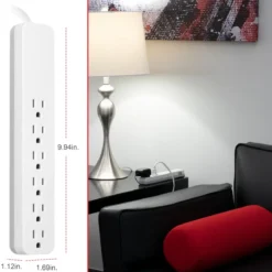 GE 6-Outlet 10ft. Surge Protector, White