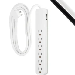GE 6-Outlet 10ft. Surge Protector, White