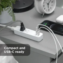 GE 2-Outlet 4ft. Surge Protector with USB Charging, White