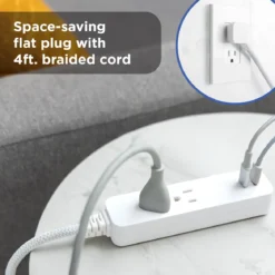 GE 2-Outlet 4ft. Surge Protector with USB Charging, White