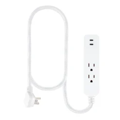 GE 2-Outlet 4ft. Surge Protector with USB Charging, White