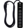GE 6-Outlet 8ft. Surge Protector with Twist-to-Close Safety Covers, Black