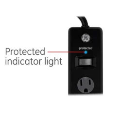GE 6-Outlet 10ft. Surge Protector With Twist-To-Close Safety Covers, Black
