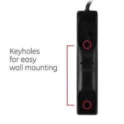 GE 6-Outlet 10ft. Surge Protector With Twist-To-Close Safety Covers, Black