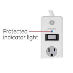 GE 6-Outlet 4ft. Surge Protector with Twist-to-Close Safety Covers, White
