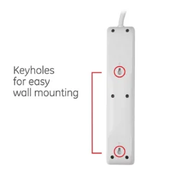 GE 6-Outlet 3ft. Surge Protector with Twist-to-Close Safety Covers, White