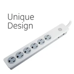 GE 6-Outlet 3ft. Surge Protector with Twist-to-Close Safety Covers, White