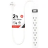 GE 6-Outlet 2ft. Surge Protector with Twist-to-Close Safety Outlets, White