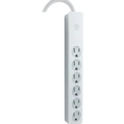 GE 6-Outlet 2ft. Surge Protector with Twist-to-Close Safety Outlets, White